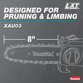 Makita XAU03Z automatic oiler maintains bar and chain lubrication.