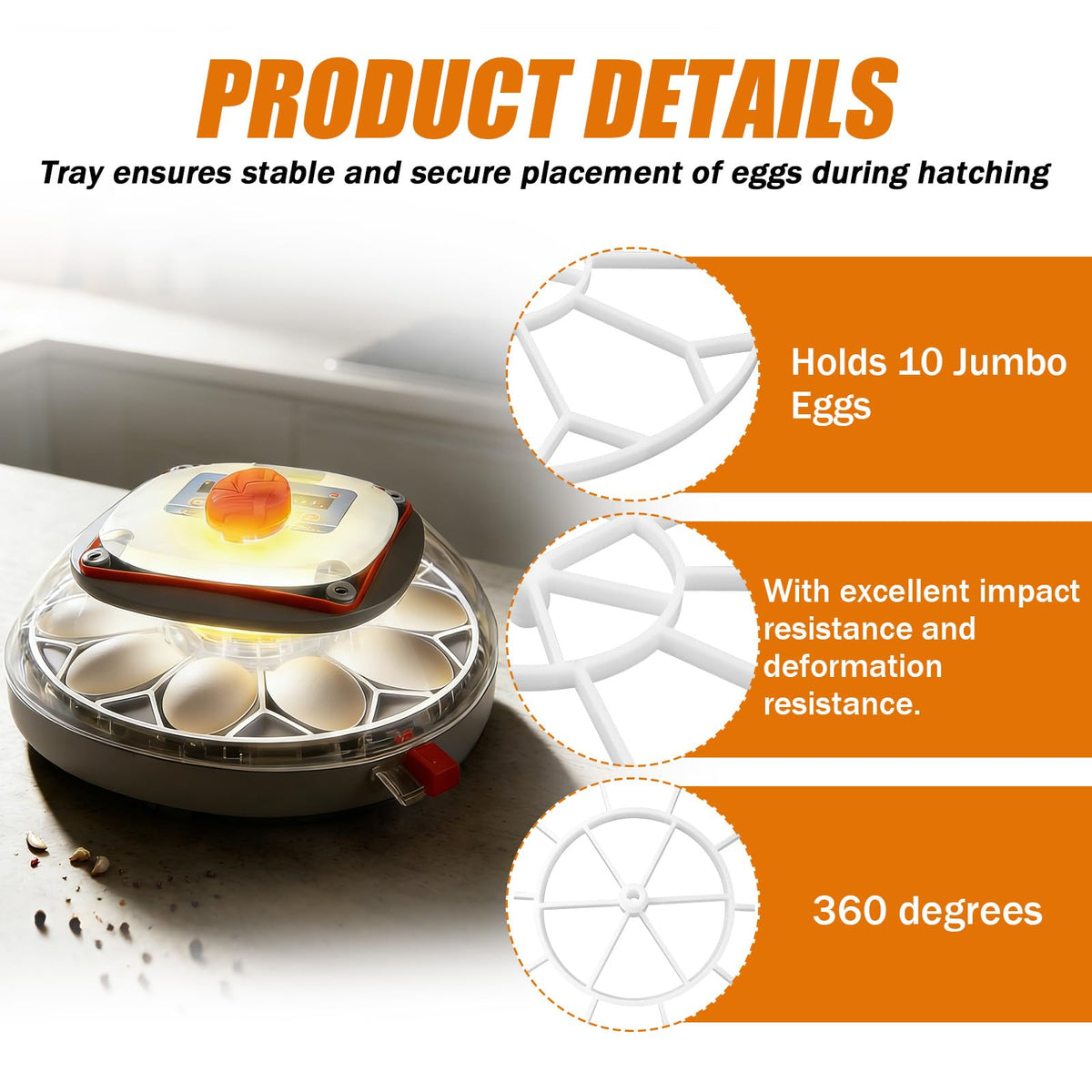 Large-capacity tray holds geese, turkeys, ducks, and other large breeds