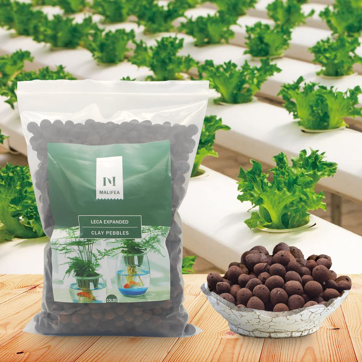 Malifea hydroponics media retains water and nutrients for steady supply.