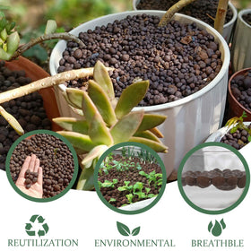 Malifea LECA pebbles are reusable after cleaning for sustainable gardening.