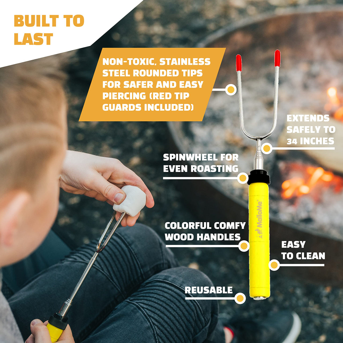 MalloMe Smores Sticks color-coded tips for easy stick identification.