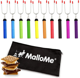 MalloMe Smores Sticks with rotation handle for precise campfire roasting.