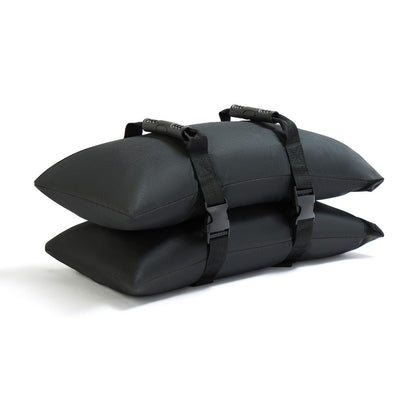 Malomke sand bags in use stabilize outdoor umbrella bases.