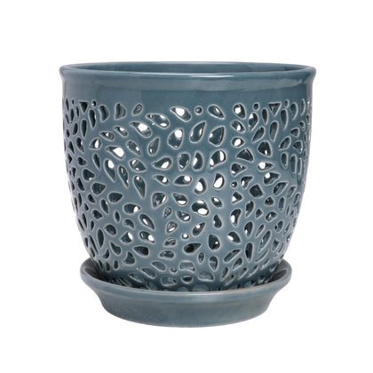 Mama Cozy Life elegant orchid pot with lace design enhances airflow and style