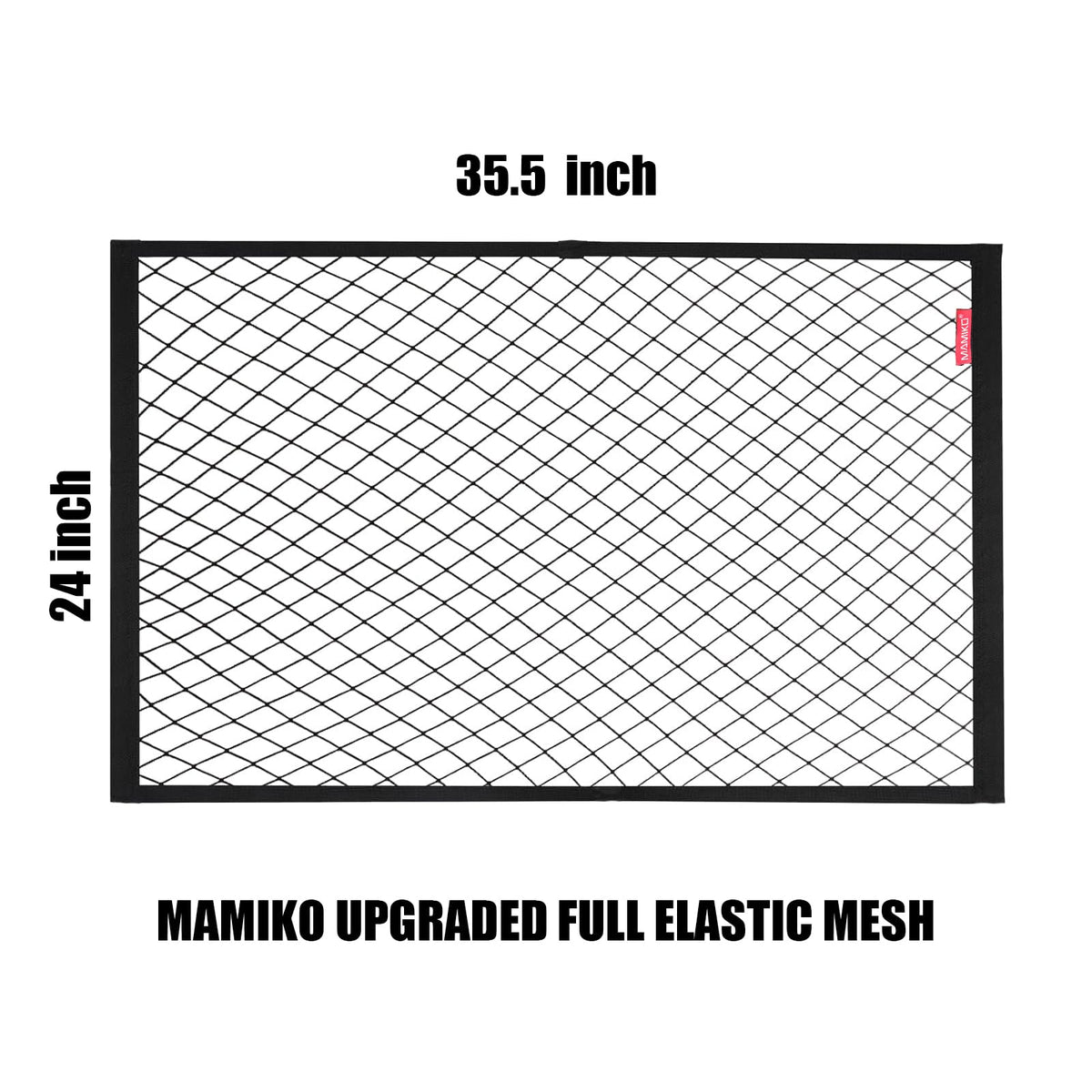 Mamiko cargo net dense-mesh prevents items from slipping out on the move.