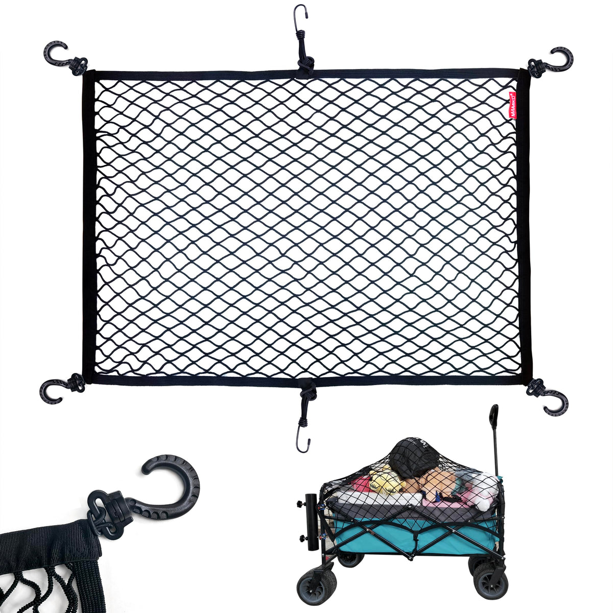 Mamiko cargo net extendable-design keeps wagon cargo secure during transport.