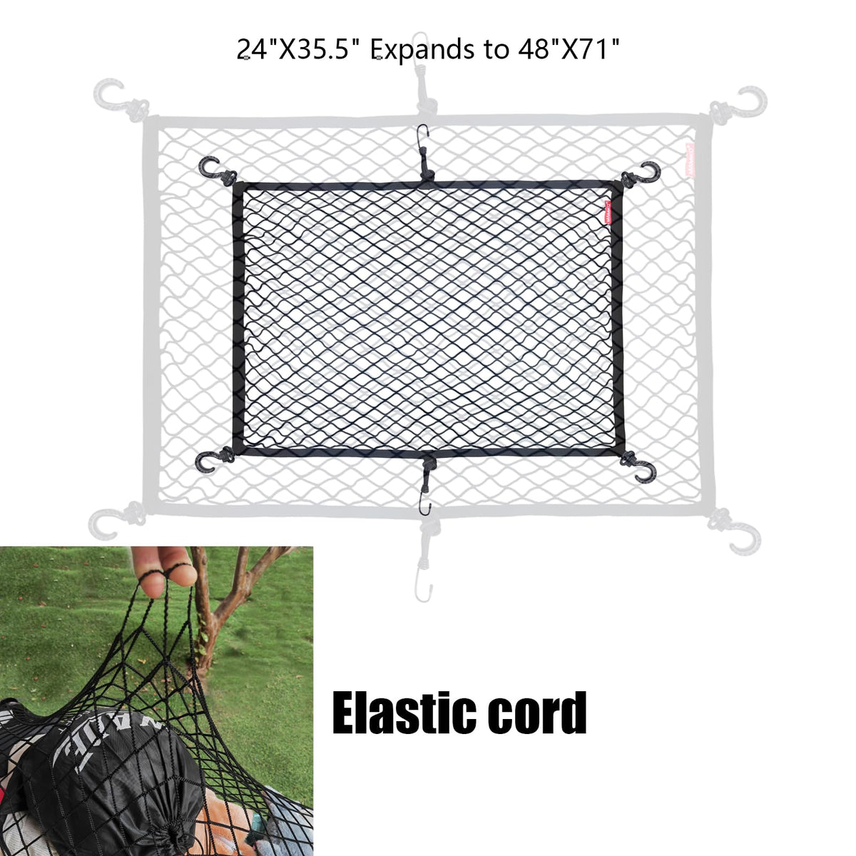 Mamiko cargo net portable and storage-friendly for on-the-go use.