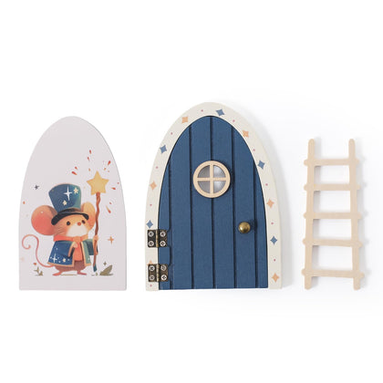 Mamimami Home blue fairy door 13cm with ladder, inviting magical visitors to your space.