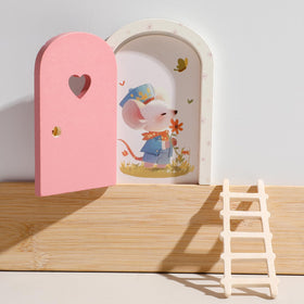 Mamimami Home miniature ladder supports easy doorway setup for fairy playrooms.