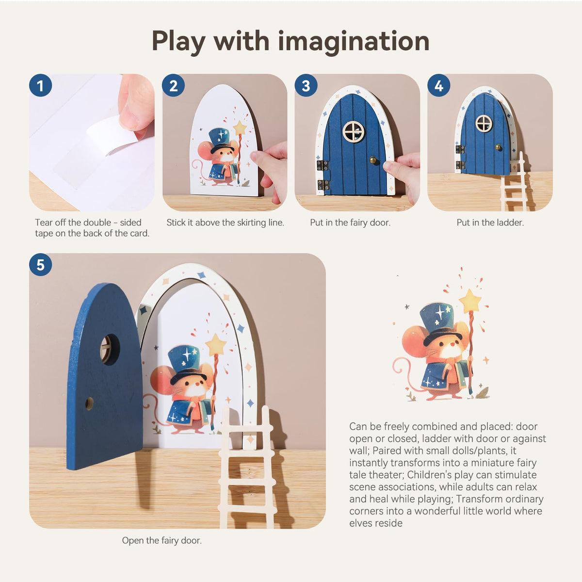 Mamimami Home opening blue door demonstrates interactive magic for curious kids.