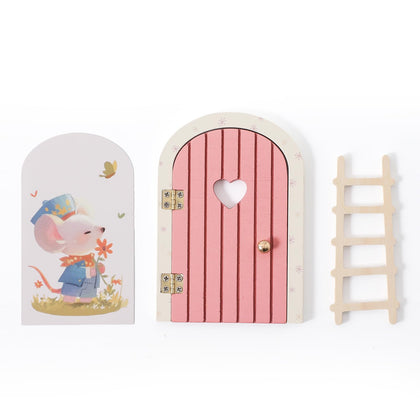 Mamimami Home pink heart door 13cm opens to invite imaginative play and fairy visits.