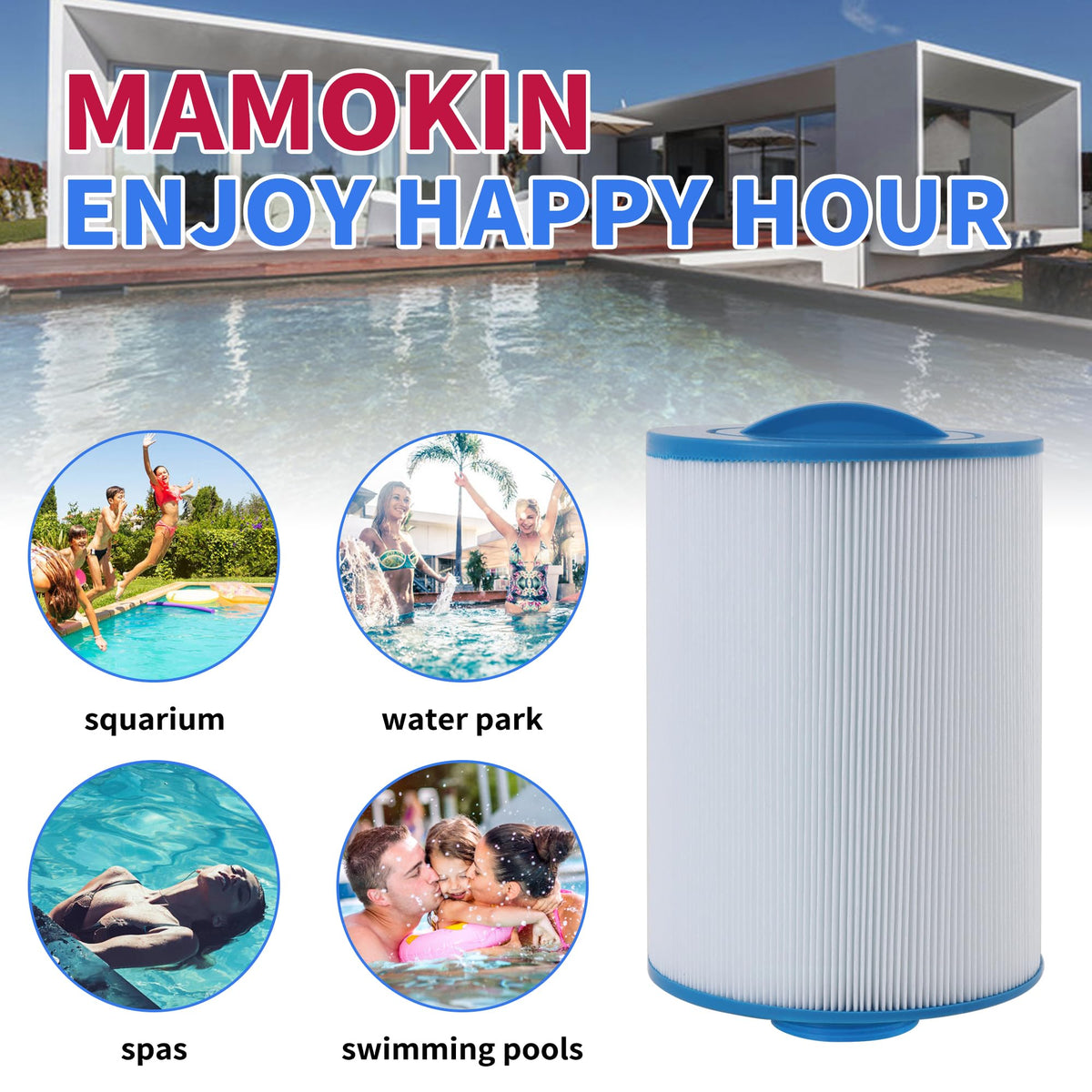 Mamokin 6CH-352 spa filter easy-clean trilobal fabric simplifies maintenance