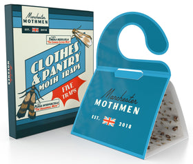 Manchester Mothmen 2-in-1 pheromone trap for house captures pantry moths efficiently.