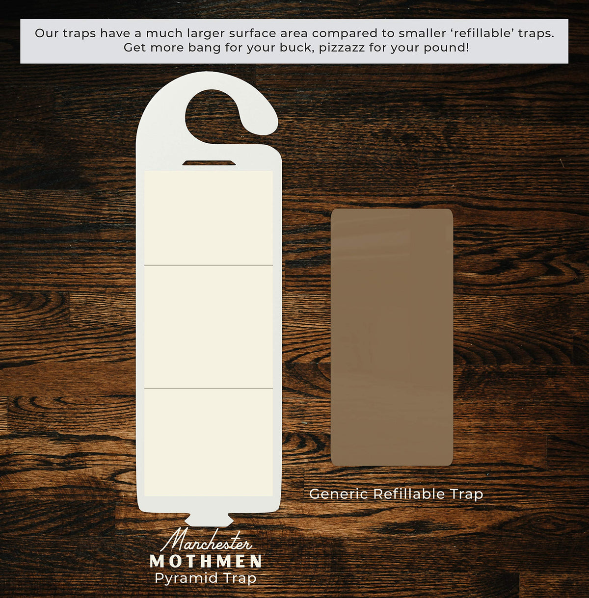 Manchester Mothmen non-toxic glue trap keeps moths contained safely.