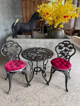 Mandolin copper rose design dining set for garden terrace