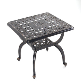 Mandolin compact 20.8-inch square side table for patios and balconies.