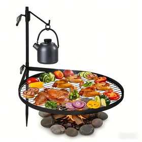 Mangoct 24-inch campfire grill grate over embers for versatile outdoor cooking