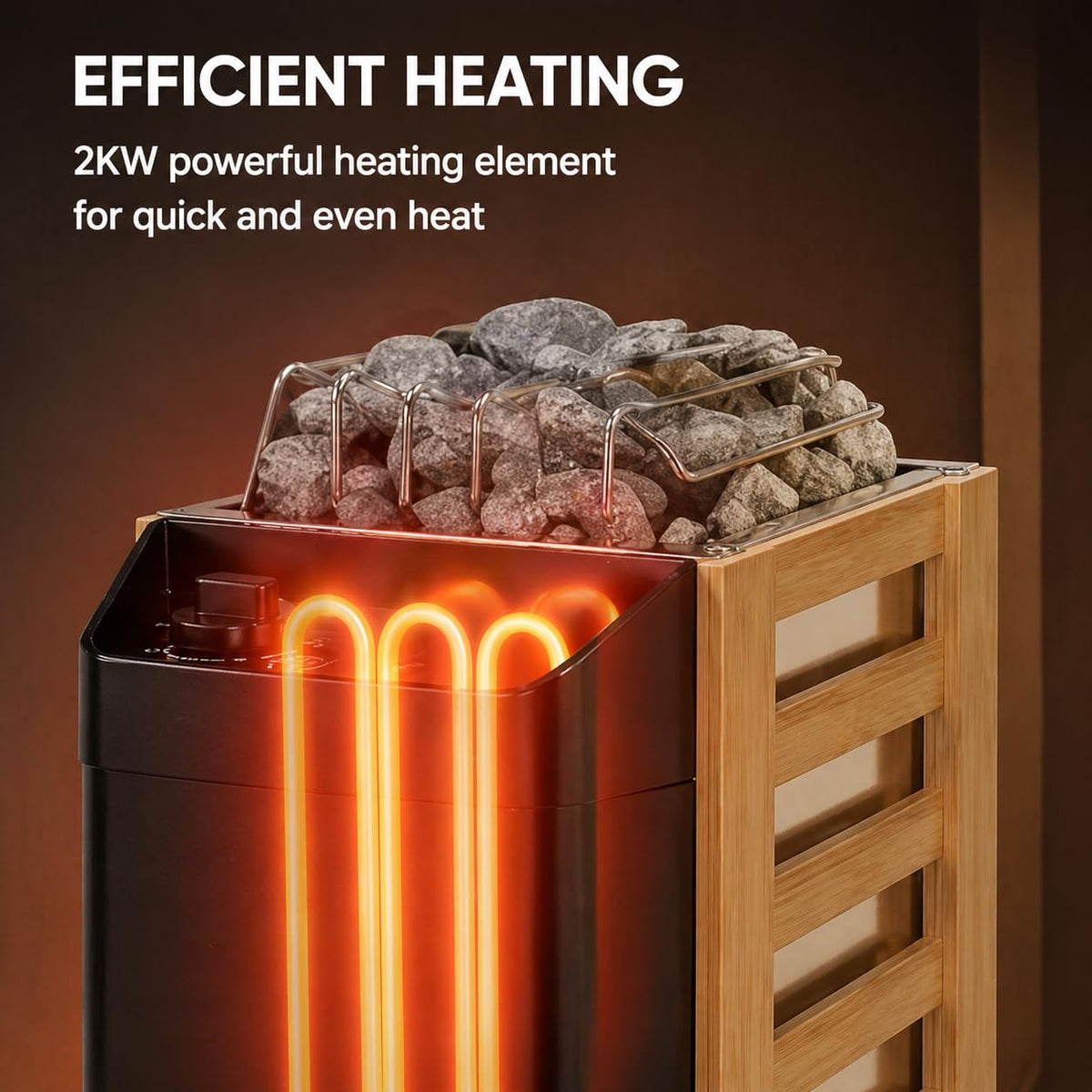 Mangoct 2KW sauna heater with 6‑ft cord and plug for easy setup