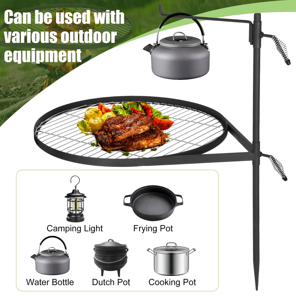 Mangoct extended hook in use for pots and lanterns outdoors