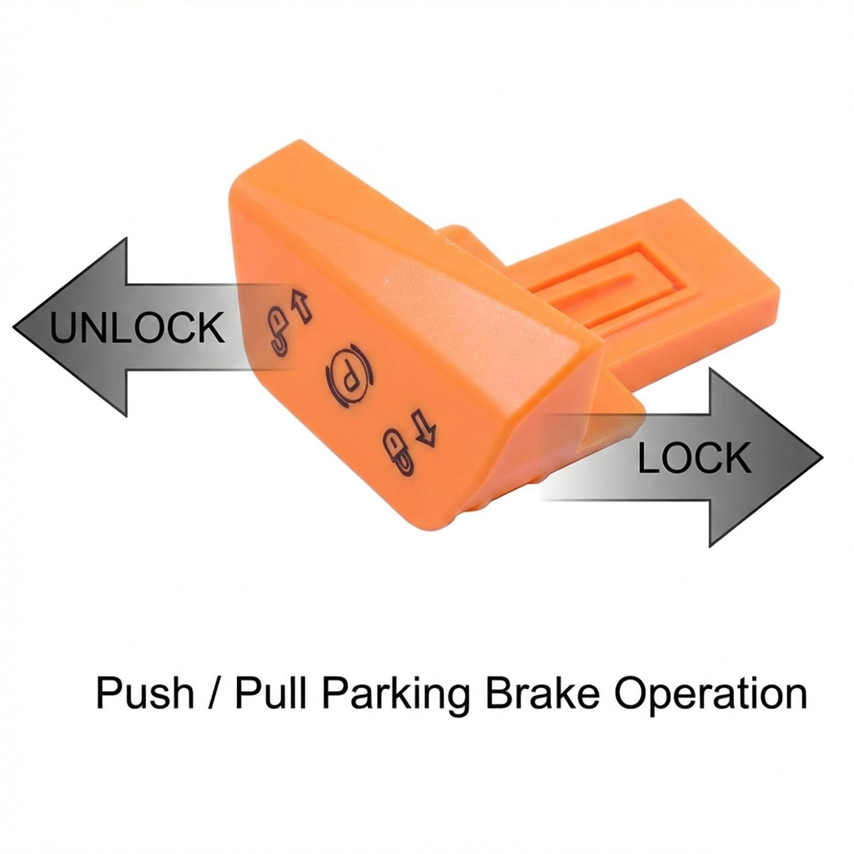 Close-up of the brake lever knob with textured grip for secure handling.
