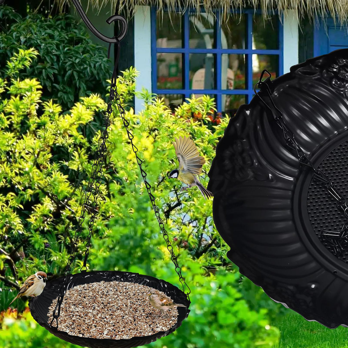Manlikamu metal construction ensures durability for year-round outdoor use.