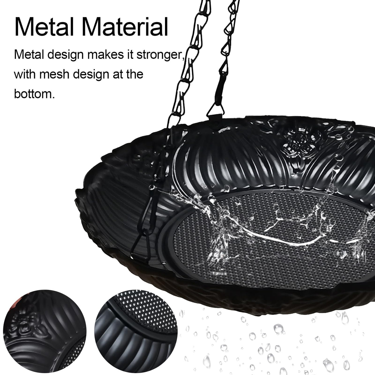 Manlikamu outdoor feeder hangs securely in garden or patio.