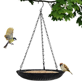 Manlikamu platform bird feeder 11-inch tray for outdoor bird watching.