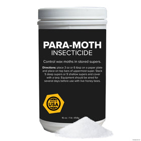 Mann Lake Para-Moth on top bars for convenient moth protection during storage.