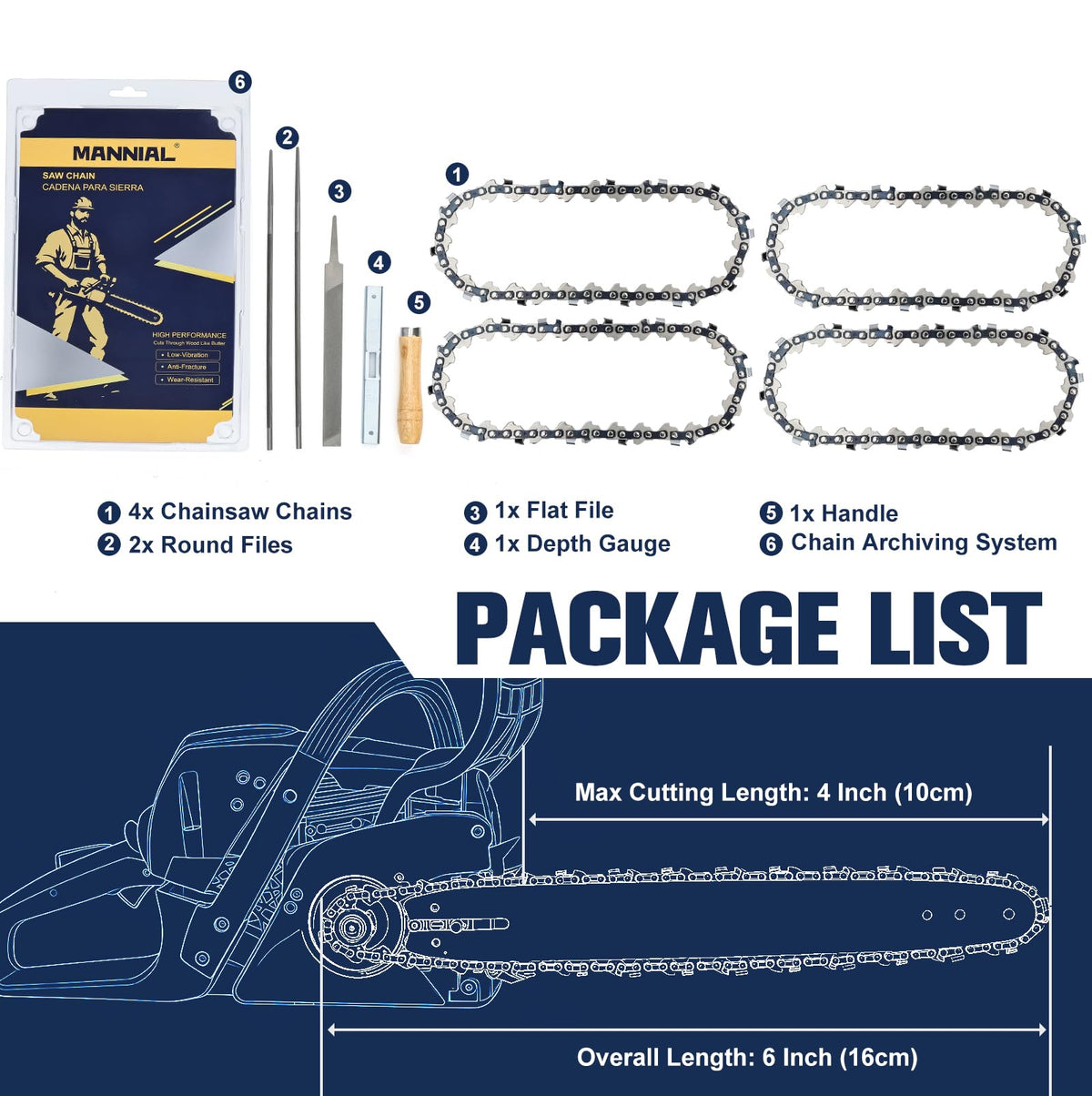 Heat treated Mannial chain designed for durability in tough wood.