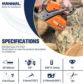 Mannial sharpening kit included for on-site maintenance and extended chain life