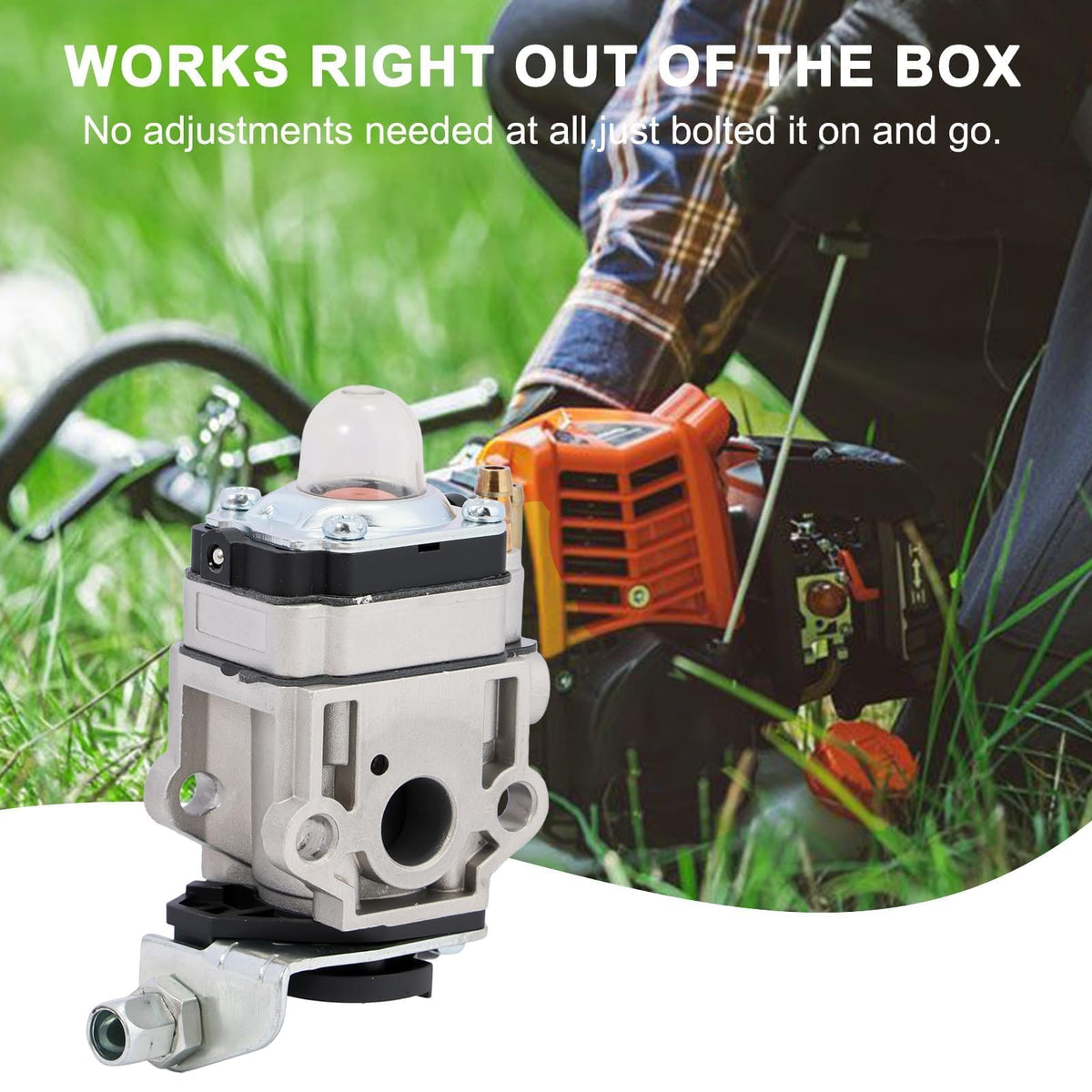 Mannial WYK-186 carburetor spark plug included for reliable ignition.