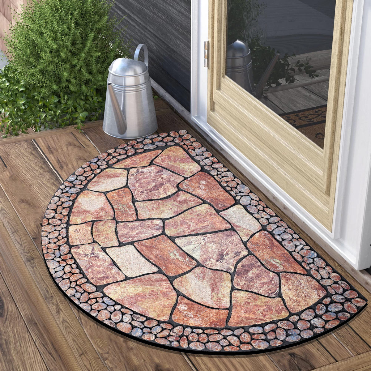 MANO decorative front-entry mat enhances curb appeal and entry protection.