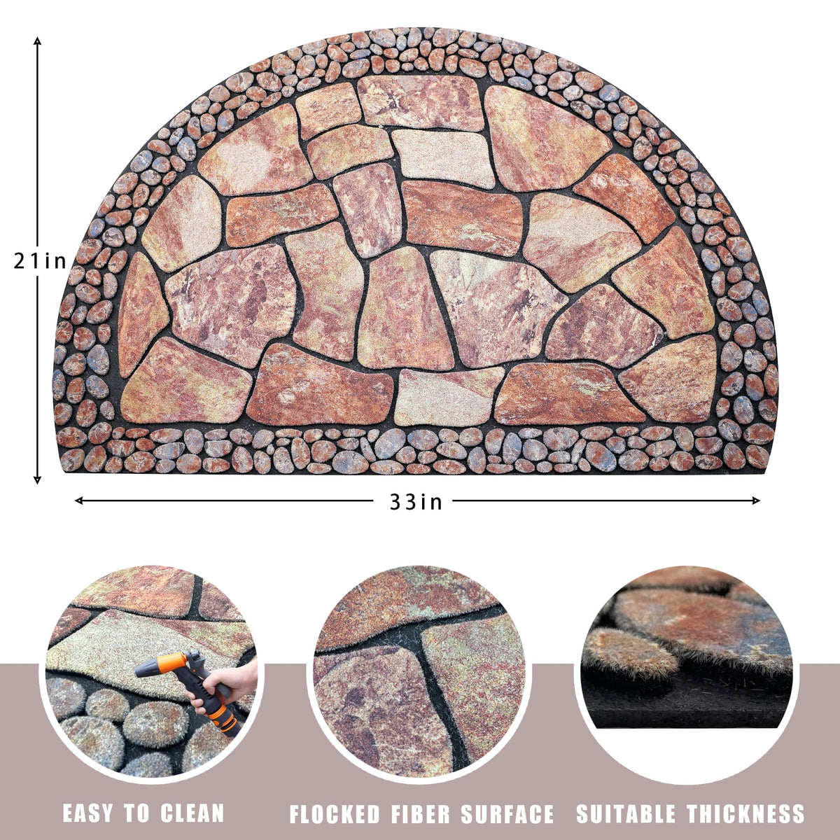 MANO outdoor welcome mat half-round for entrance with heavy-duty construction.