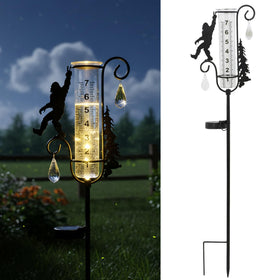 Manortang Sasquatch rain gauge stake with glass tube provides clear rainfall readings outdoors