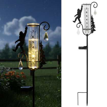 Manortang Sasquatch rain gauge stake with glass tube provides clear rainfall readings outdoors