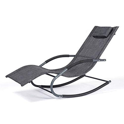 Mansion Home outdoor lounge chair front view with sturdy frame and all-weather mesh for poolside lounging.