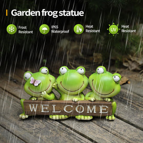 Mantaoilfe three-piece frog decor for table tops and yard accents.