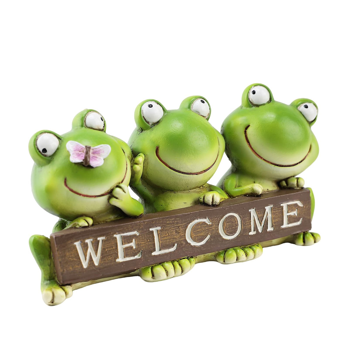 Mantaoilfe indoor-outdoor frog statue for shelves, porches, or patios.