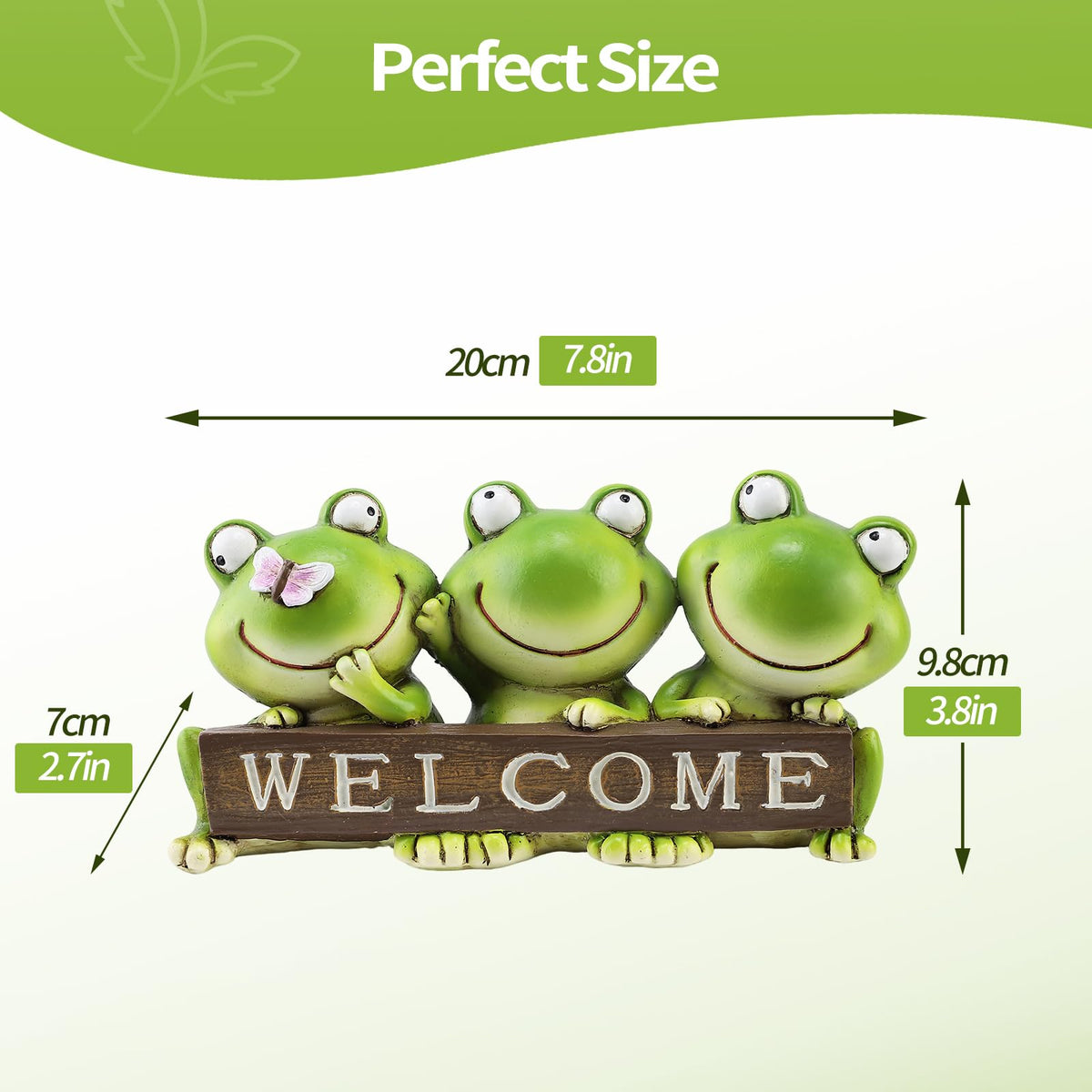 Mantaoilfe weather-resistant frog figurine suitable for patios and gardens.