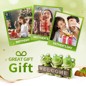 Mantaoilfe welcome-sign frog statue brightens entryways and balconies.