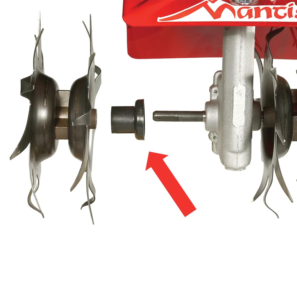 Mantis weed reducer enhances tilling, preventing weed wrap around tines.
