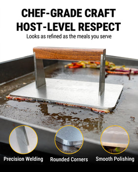 Manucode press 6.3 inch beechwood handle stays cool.