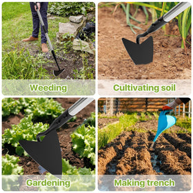 MANXRKUI Warren Hoe loosens soil between plants in tight beds