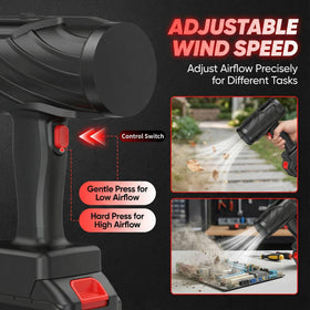 MAOGOOR cordless blower operates quietly for yard maintenance.