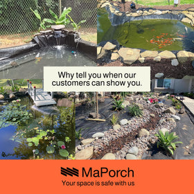MAPORCH heavy-duty liner ships ready for quick pond setup