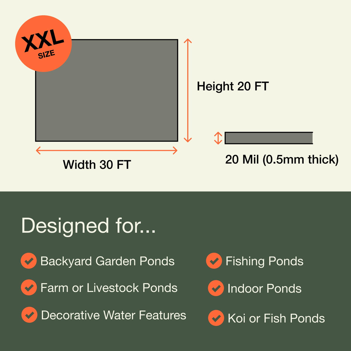 MAPORCH pond liner virgin HDPE ensures safe contact with water