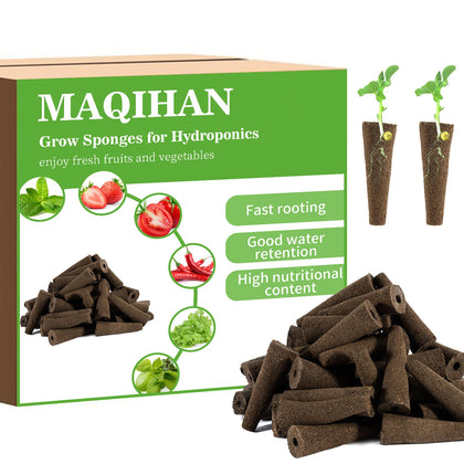 MAQIHAN 100 grow sponges for hydroponics enable easy seed germination.