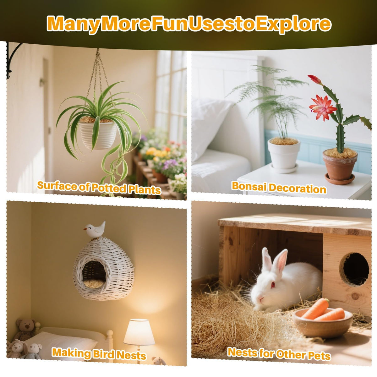 MAQIHAN natural coconut fiber bird nesting material is safe and versatile.