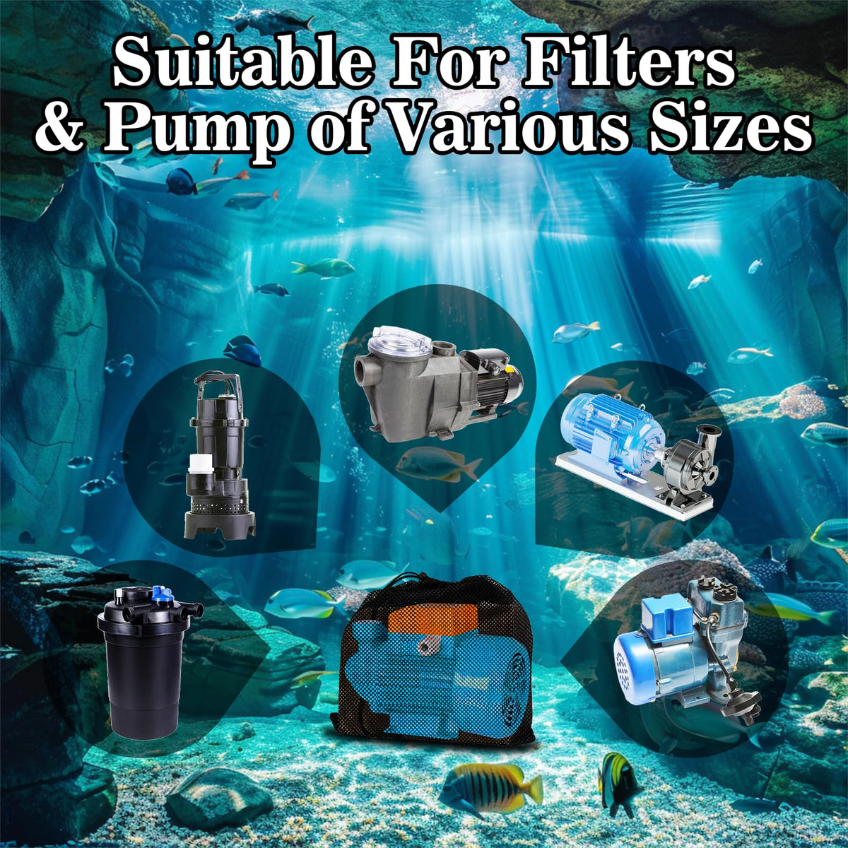 MAQIHAN 17x17 inch bag ideal for pond, aquarium, and pool pumps