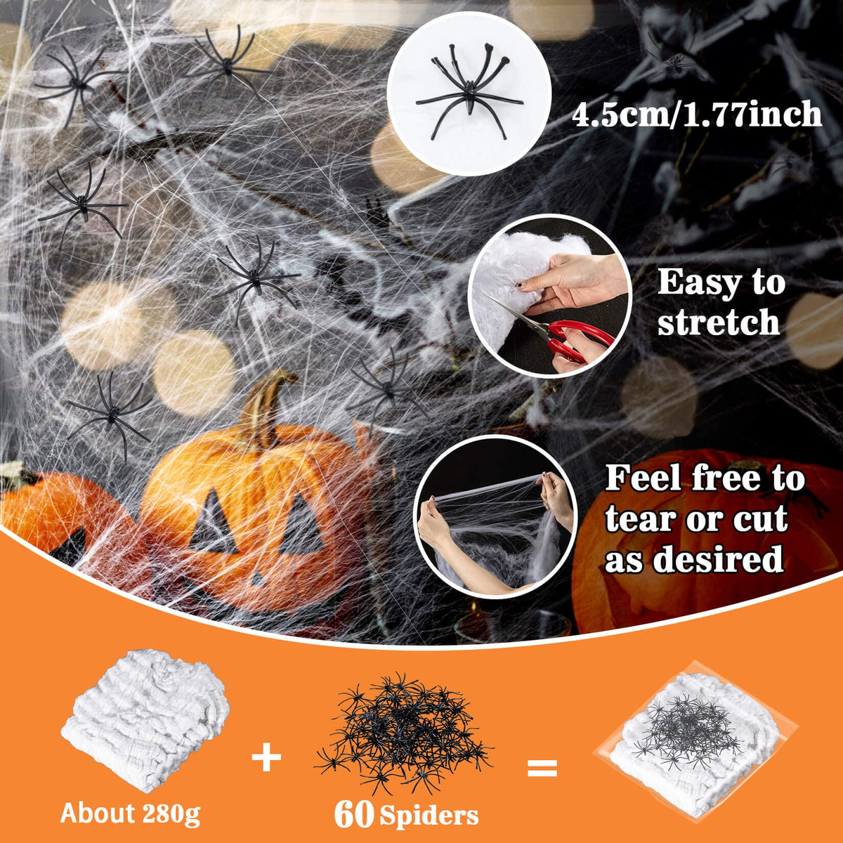 MAQIHAN spider webs creepy-atmosphere enhances horror vibes on porches and doors.